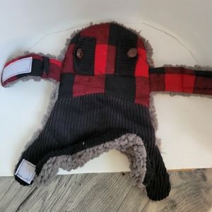 Small Dog Cozy Buffalo Plaid Gray Sherpa Lining Velcroe Closure Coat